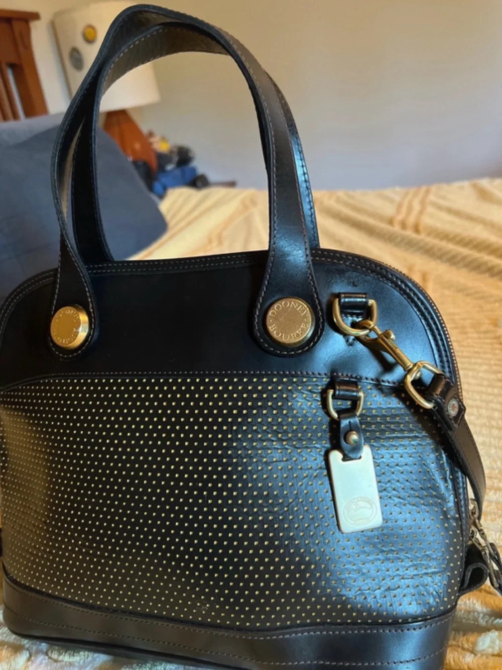 Dooney and Burke Vintage Cabriolet Leather Perforated Dome Satchel